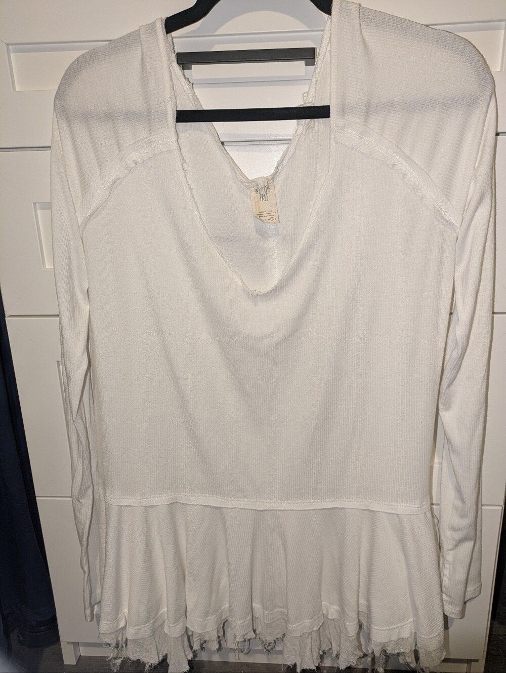 Free People We The Free White Long-Sleeve Peplum Waffle Tunic